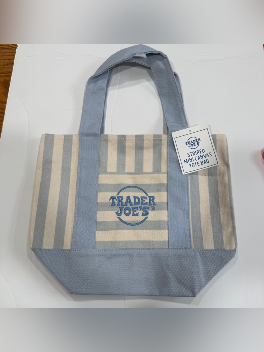 Trader Joe’s Mini Striped Canvas Tote-2026- Summer- Blue - Limited Edition